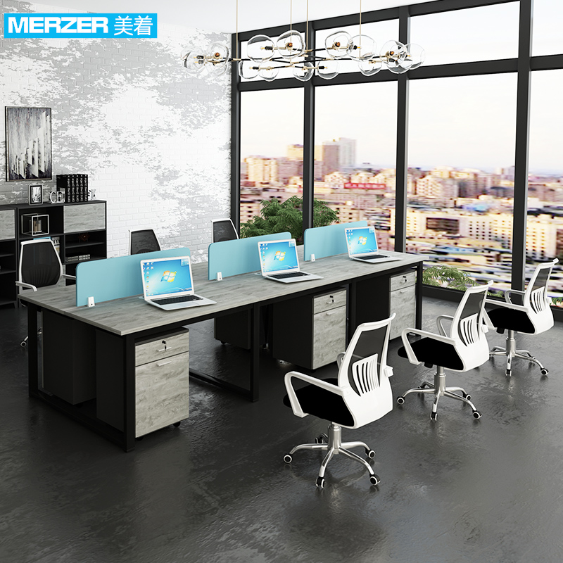 Staff office table and chair combination 46 people two double four simple modern office desk staff table