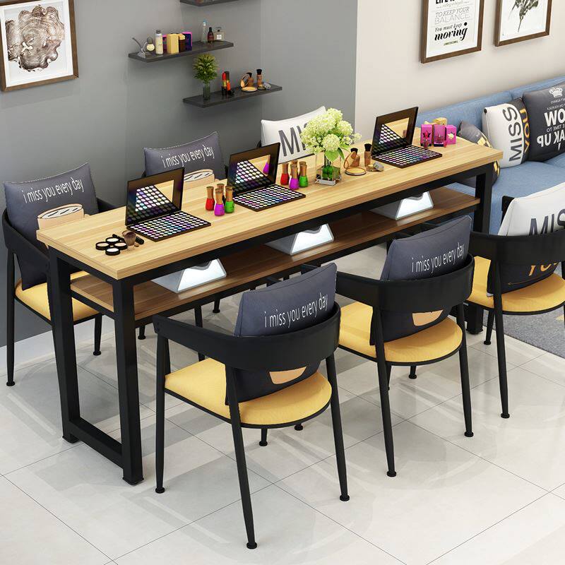 Economical new nail table Manicure table Hair salon full set of Nordic pink suit makeup table work table