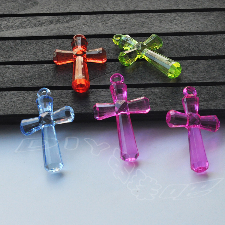 DIY String Beads Ornament Accessories Children Transparent Colorful Acrylic Plastic Cross Pendant Pendant Over Home Gem-Taobao