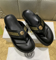 Europe station 2020 Summer men trendy beach shoes cool slippers genuine leather casual fashion 100 lap beauty dutha slippers