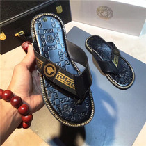 2020 Summer Men Genuine Leather Herringbone Towing Beach Shoes Medusa Fashion Casual Set Foot Sloth Non-slip Sandals