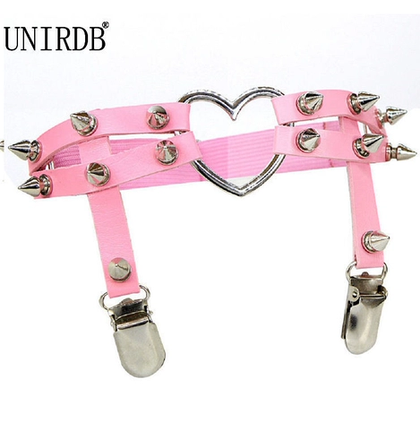 Панк -готический сердце в форме сердца в форме сердца эластичный кружевные ремешки ретро -ремешки для кольца