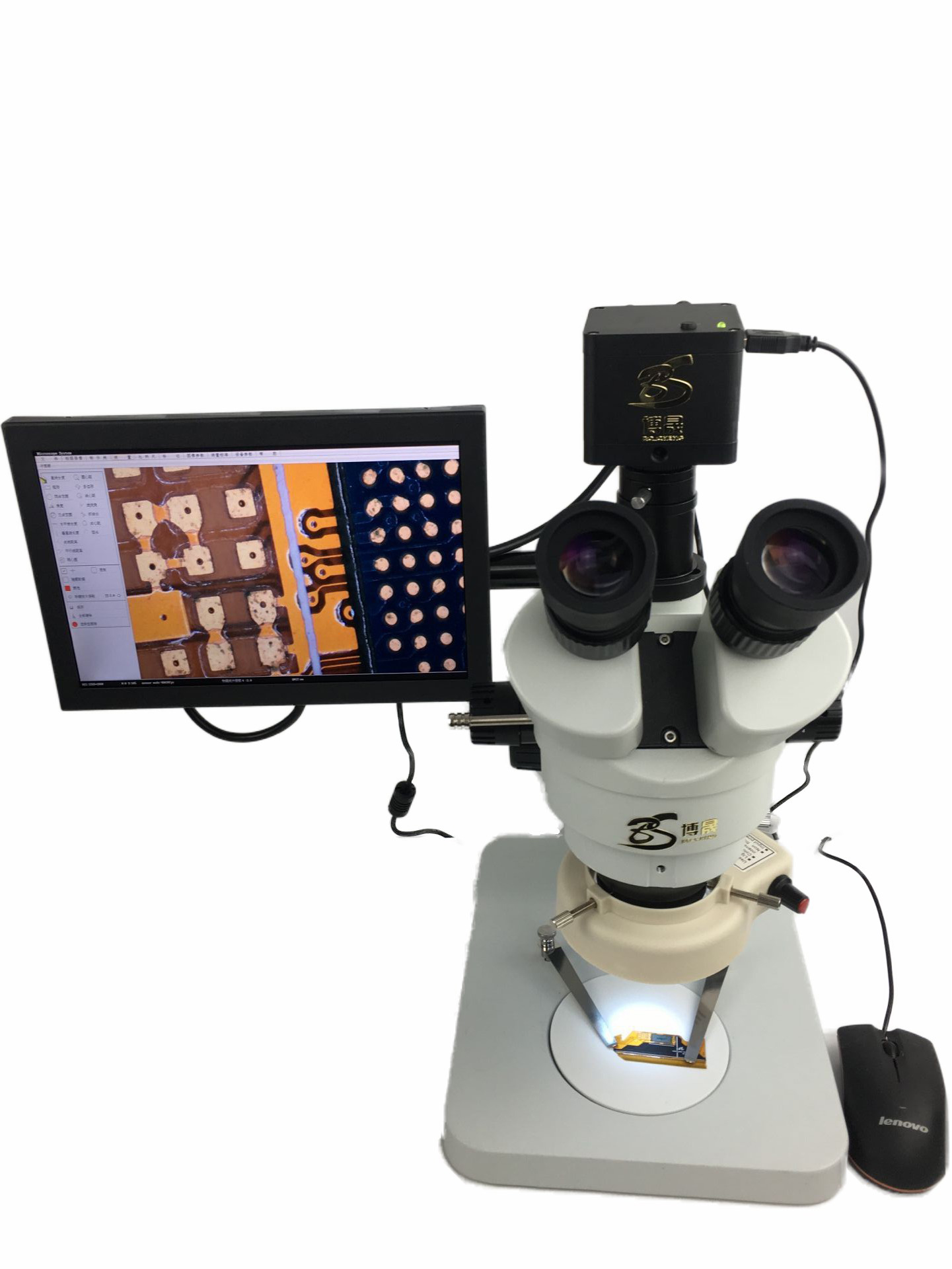 Three-mesh continuous-variable-body view microscope electronic amplification 90180 times detection and maintenance anatomical upper and lower light source
