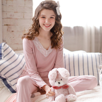 Moon clothes Modell spring and autumn thin postpartum pregnant women nursing autumn clothes Autumn pants suit summer large size womens home clothes