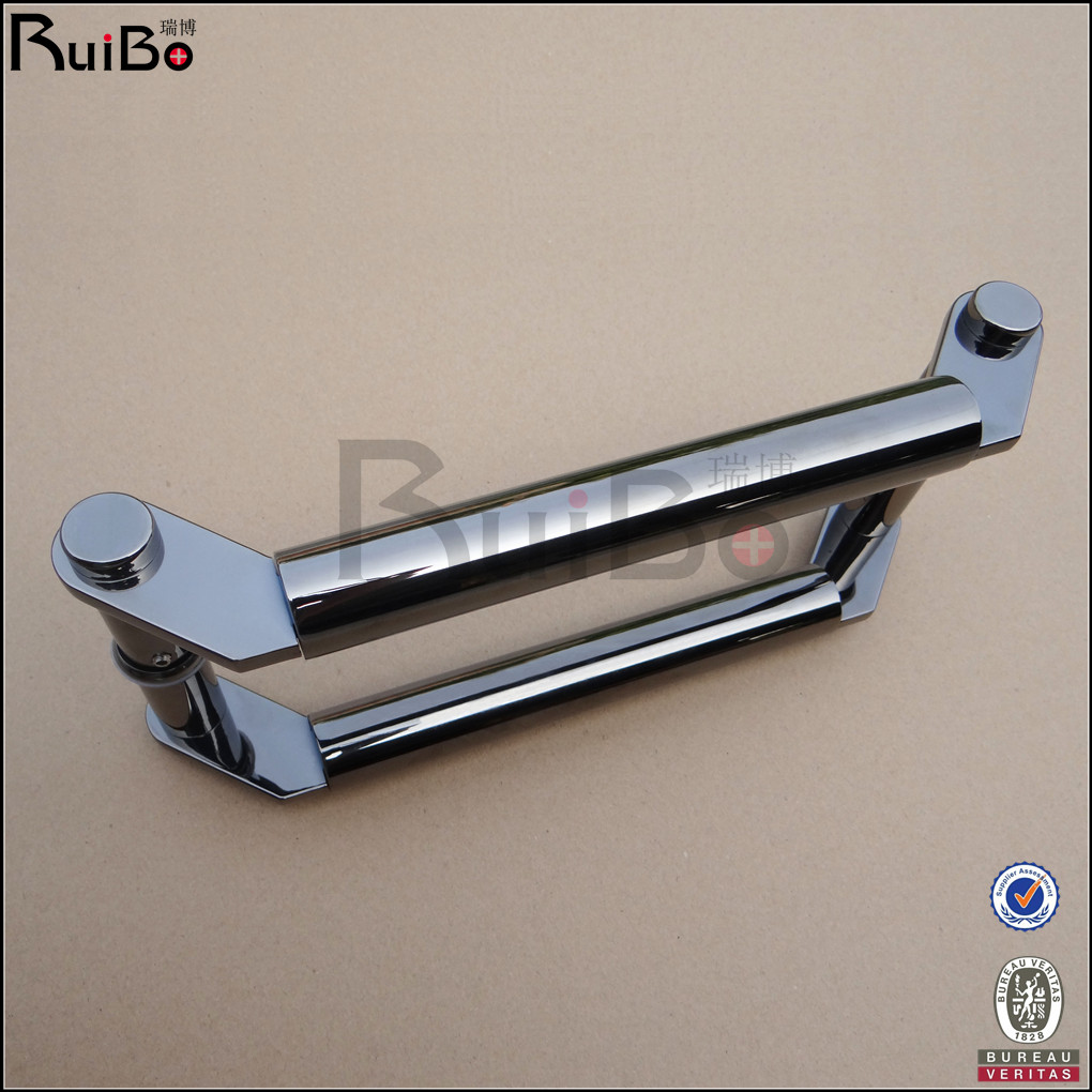 Chinese stainless steel with frame glass door Hotel salad door handle minimalist round pipe black No fingerprint wooden door handle-Taobao