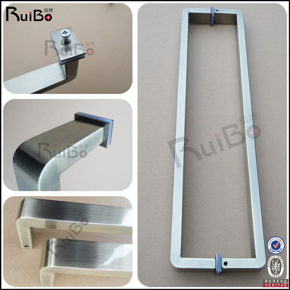 Square pipe double bend imitation antique bronze door handle glass door stainless steel wood door handle hotel bathroom door handle solid pat