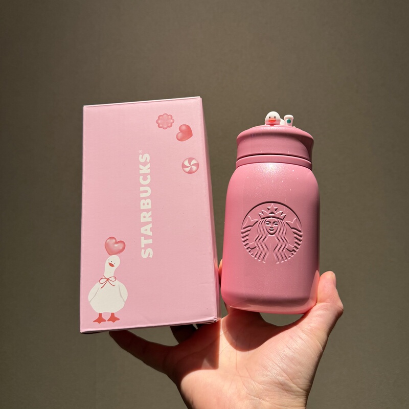 Starbucks Valentine's Day Limited Edition 370ml Sweet Star Puff Duck Stainless Steel Insulated Cup Travel Cup Handy Cup Water Cup Starbucks Valentine's Day Limited Edition 370ml Sweet Star Puff Duck Stainless Steel Insulated Cup Travel Cup Handy Cup Water Cup
