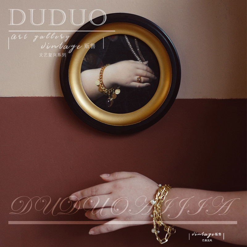 European retro niche decorative painting living room dining room art round frame combination painting wall mural small ornaments