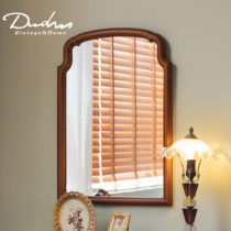 European retro solid wood wall-mounted mirror home bedroom desktop makeup mirror ins style bathroom second-hand makeup mirror