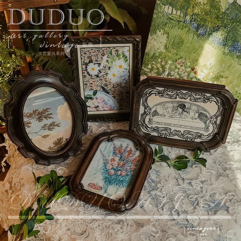 Duo Duo Aijia Wooden Photo Frame Tabletop Decorative Painting 6inch 7inch Photo Frame Wall Hanging American Retro Desktop Ornament