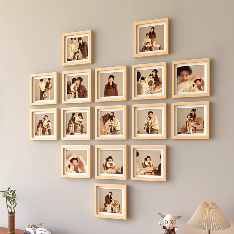 Casual Square Photo Frame Wall Hanging Combination Photo Wall Punch-Free Living Room Bedroom Decoration Wedding Anniversary
