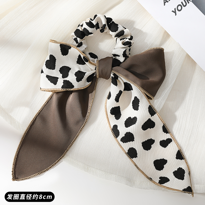 images 11:French floating band hair butterfly bow tie horsetail high-end sensation large intestinal hair band female hair stuck with scarf