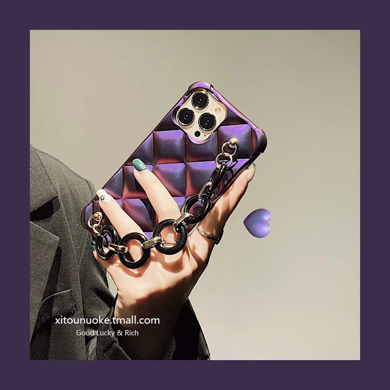 Advanced senses purple magenta is suitable for Apple 13pro mobile phone protection shell iphone12 11 stereo xsmax with chain xr brief Tide Cards Men and women New all-bag border fall protection