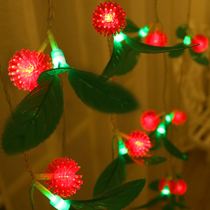 LED fruit lights Green leaf bayberry lights Lantern lights Flash lights String lights starry outdoor waterproof decorative lights Small color lights