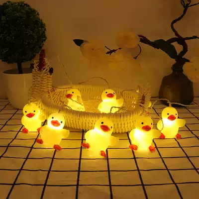 Douyin with small yellow duck small color lamp bedroom decoration lamp Net red room decoration decoration cute creative lamp string