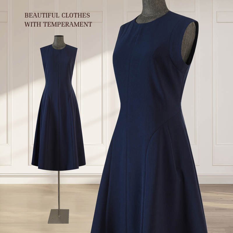 French-Style Navy Blue Dress for Women, Summer 2026 New Model, High-End, Simple, Elegant, Long Dress, Sleeveless Tank Dress