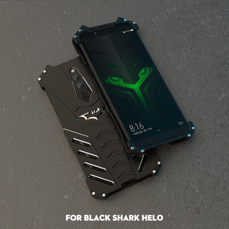 R-Just Batman Shockproof Aluminum Shell Metal Case with Custom Batarang Stent for Xiaomi Black Shark Helo