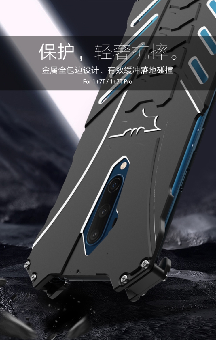 R-Just Batman Shockproof Aluminum Shell Metal Case with Custom Batarang Stent for OnePlus 7T Pro / OnePlus 7T