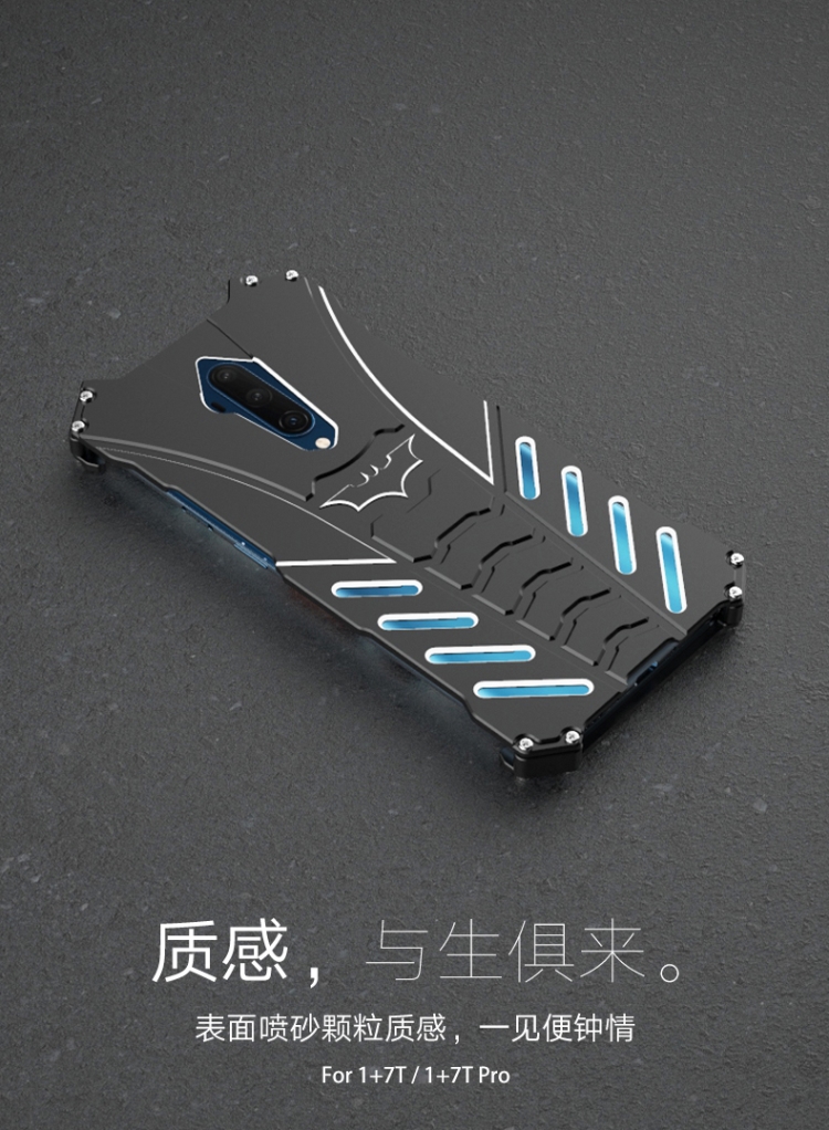 R-Just Batman Shockproof Aluminum Shell Metal Case with Custom Batarang Stent for OnePlus 7T Pro / OnePlus 7T