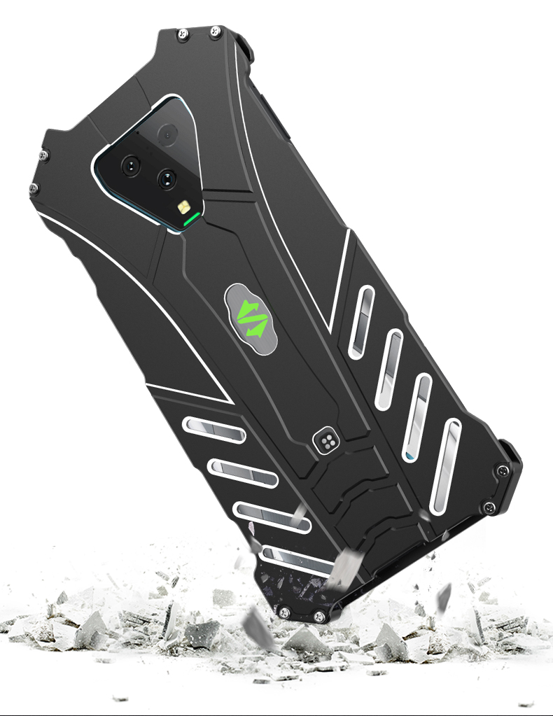 R-Just Batman Shockproof Aluminum Shell Metal Case with Custom Batarang Stent for Xiaomi Black Shark 3 Pro & Xiaomi Black Shark 3