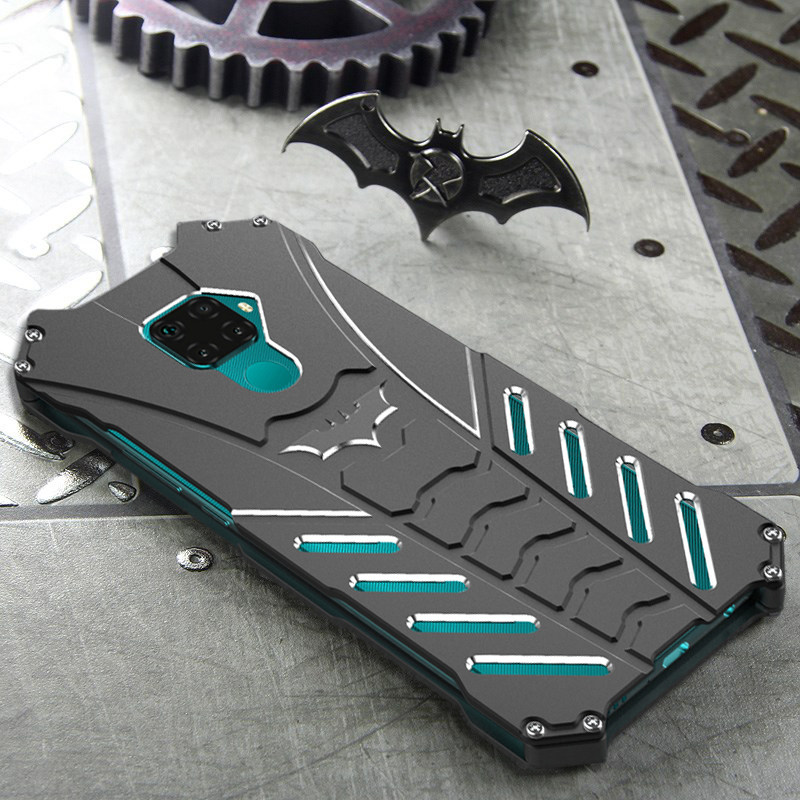 R-Just Batman Shockproof Aluminum Shell Metal Case with Custom Batarang Stent for Huawei nova 5i Pro