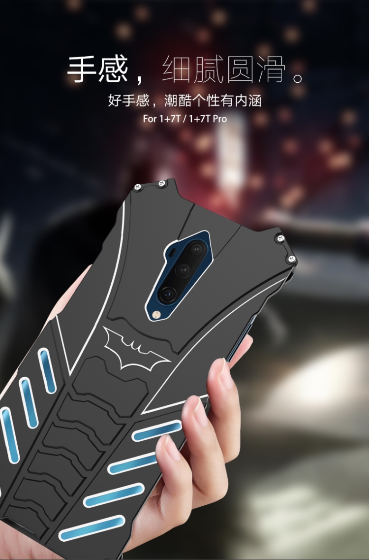 R-Just Batman Shockproof Aluminum Shell Metal Case with Custom Batarang Stent for OnePlus 7T Pro / OnePlus 7T