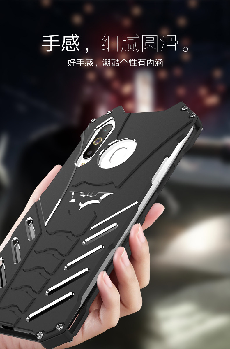 R-Just Batman Shockproof Aluminum Shell Metal Case with Custom Batarang Stent for Samsung Galaxy A8s