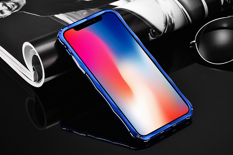 iMatch Slim Light Aluminum Metal Shockproof Bumper Case with Kickstand for Apple iPhone X