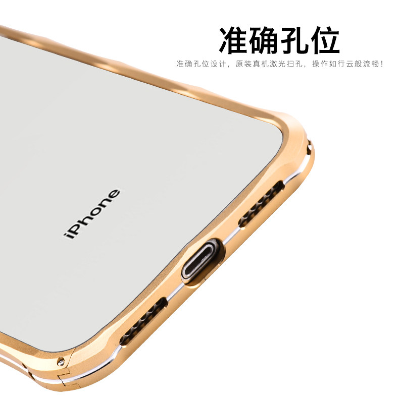 iMatch Slim Light Aluminum Metal Shockproof Bumper Case with Kickstand for Apple iPhone X