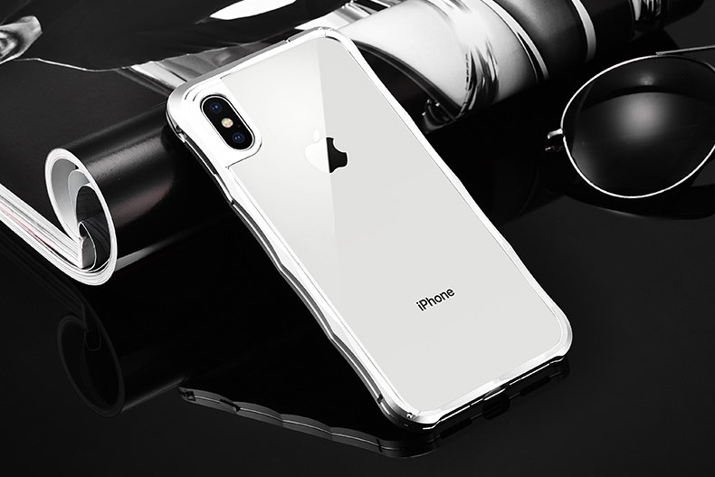 iMatch Slim Light Aluminum Metal Shockproof Bumper Case with Kickstand for Apple iPhone X