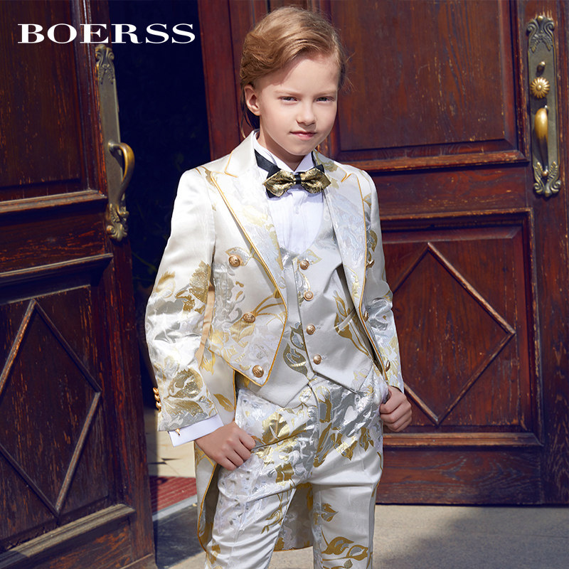BOERSS children's dress swallowtail light luxury court dress piano performance dress boys catwalk dress set