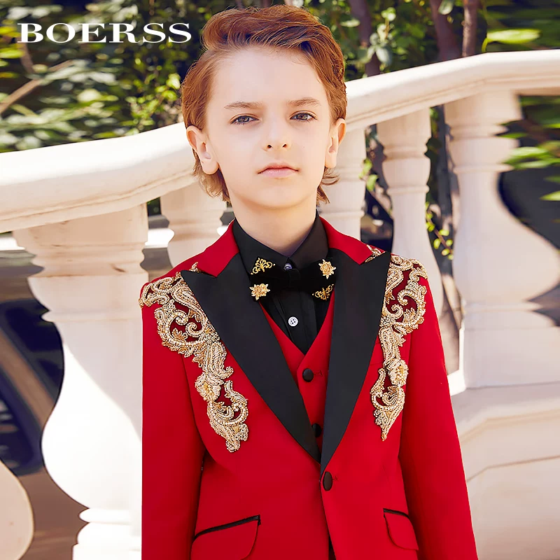 Костюм-цветок BOERSS, детский классический костюм-пиджак, платье, набор, британский стиль
