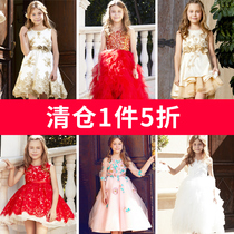 (5 fold clearance) childrens dress girl princess dress host performance flower girl dress wedding dress dress dress