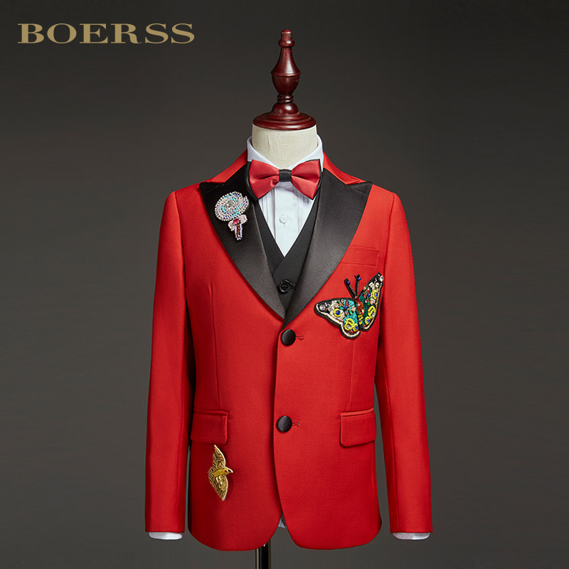 BOERSS Children's suit suit Boy's dress suit Baby piano catwalk show performance suit handsome