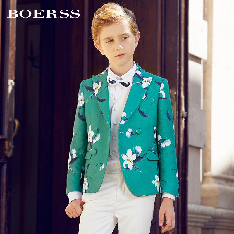 BOERSS children's suit dress suit boy's suit flower girl's costume host British baby dress