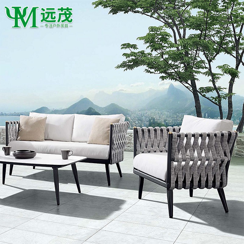 Far lush rattan chair Sofa Mesh Red Outdoor Table And Chairs Courtyard Open-air Tea Table Chairs Combined Villa Teng Chair Vine choreography