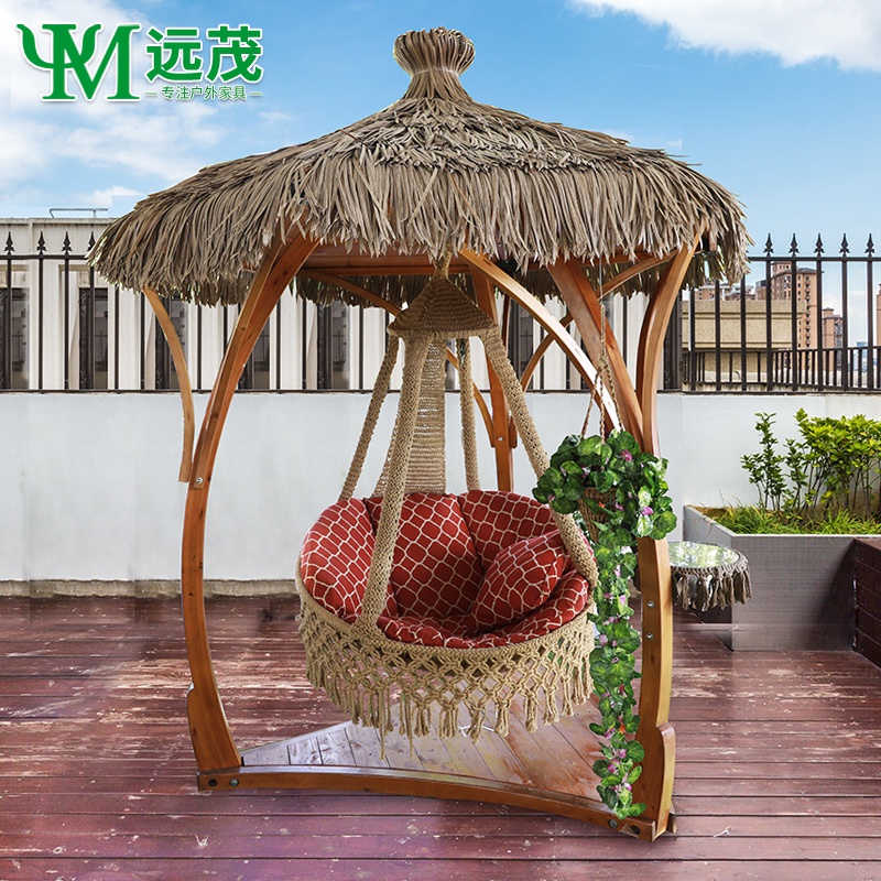 Yuan Mao Red Anti-corrosion Wood Autumn CourtyOutdoor Rocking Chair Rocking Chair