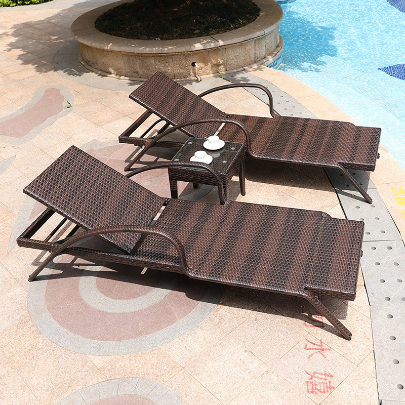 Outdoor beach chair Folding Reclining Chair flat Lying Balcony Outdoor Leisure Chair Vine-knitted Courtyard Swimming Pool Chair Vine Chair