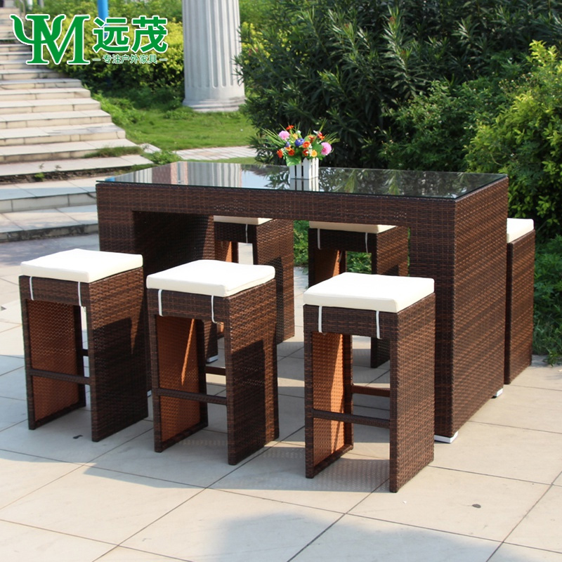 Far-lush net red villa outdoor table and chairs patio open waterproof sunscreen chair rattan chair outdoor rattan chair combination