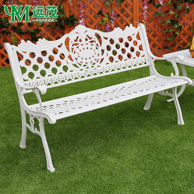 Yuanmao Park Chair Outdoor Bench White Cast Aluminum Outdoor Bench Leisure Community Garden Rest Backrest Chair