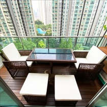 Far-lush outdoor balcony tea table and chairs combine small family type tennis red balcony small table and chairs One table two chair tenchair rattan chair