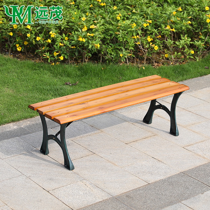 Far Lush Park Chair Outdoor Benches Outdoor strip stool Community rest Leisure Backrest Seat Embalming Wooden Bench
