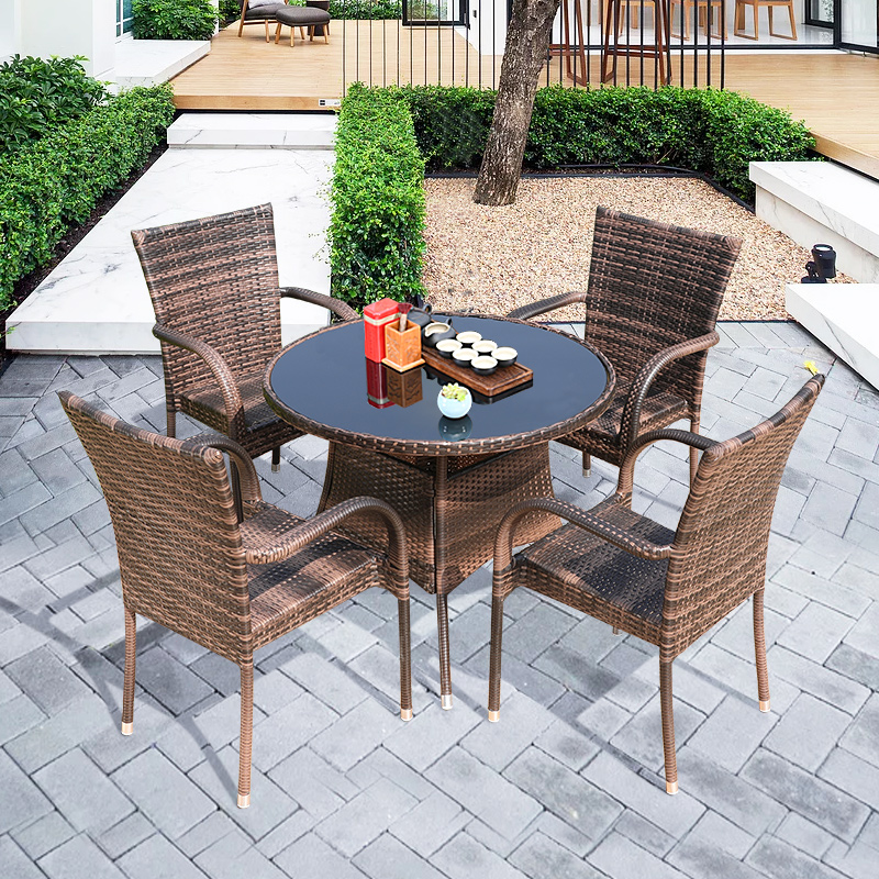 Yuanmao Net Red Milk Tea Shop Table and Chair Villa Outdoor Table and Chair Courtyard Outdoor Rattan Chair Outdoor Rattan Chair Combination - Taobao