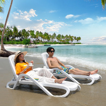 Beach chair folding recliner can lie flat outdoor beach bed chair dual-purpose backrest adjustable outdoor pool recliner