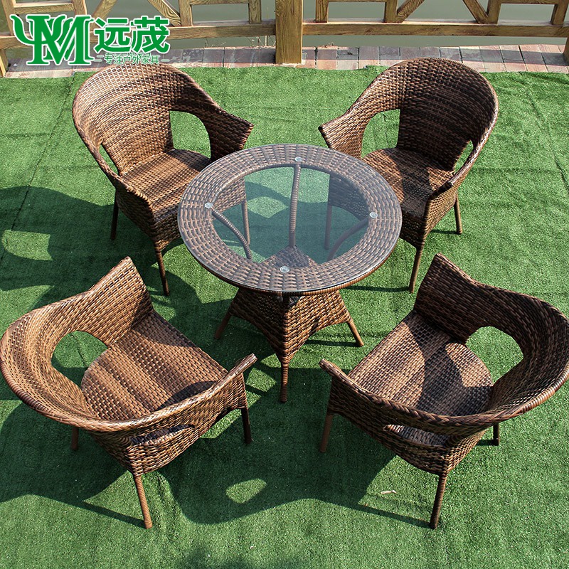 Far-lush net red villa outdoor table and chairs patio open balcony small table and chairs tenchair rattan chair outdoor rattan chair combination