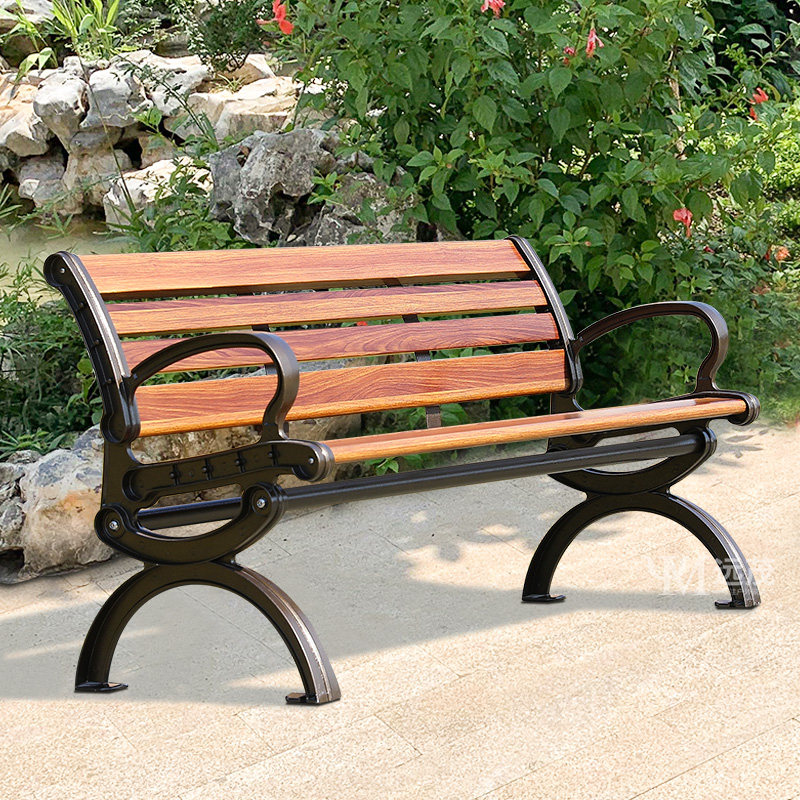 Outdoor park chair outdoor bench garden bench outdoor bench anti-corrosion wood bench leisure back chair