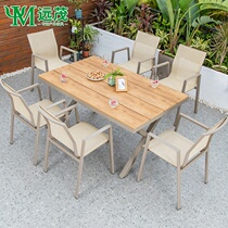 Yuanmao Net red outdoor table and chair courtyard open-air tea table and chair combination anticorrosive wood table outdoor tea table waterproof sunscreen