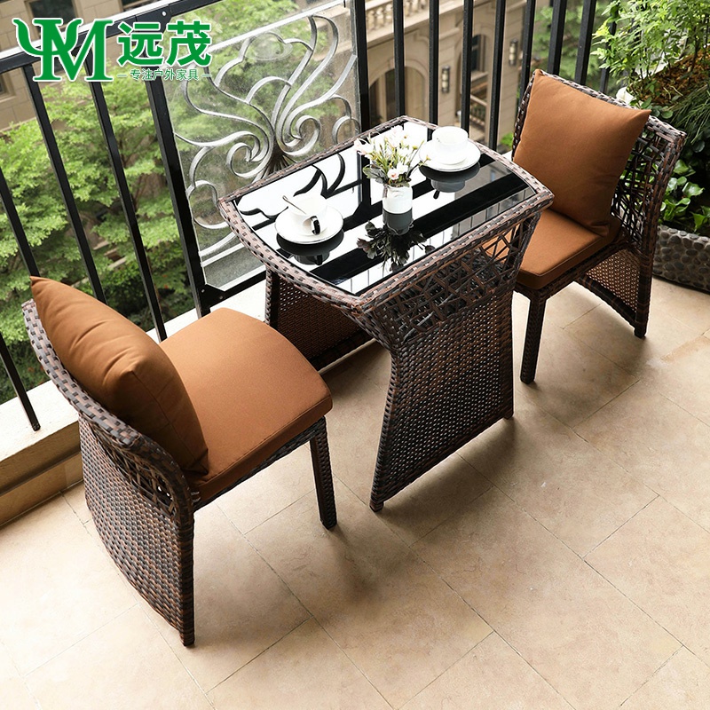 Yuanmao outdoor tea table and chair Nordic balcony small table and chair combination one table and two chairs net red small tea table chair rattan chair