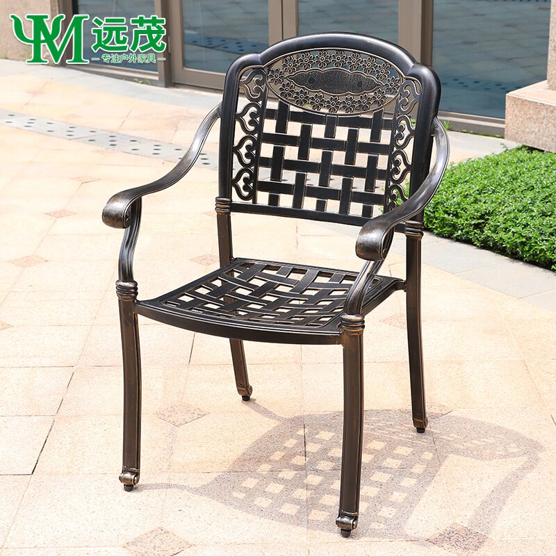 Outdoor Cast Aluminum Chair Patio Balcony Chair Combined Outdoor Tea Table Greenhouse Casual Backrest Chair Waterproof Sunscreen