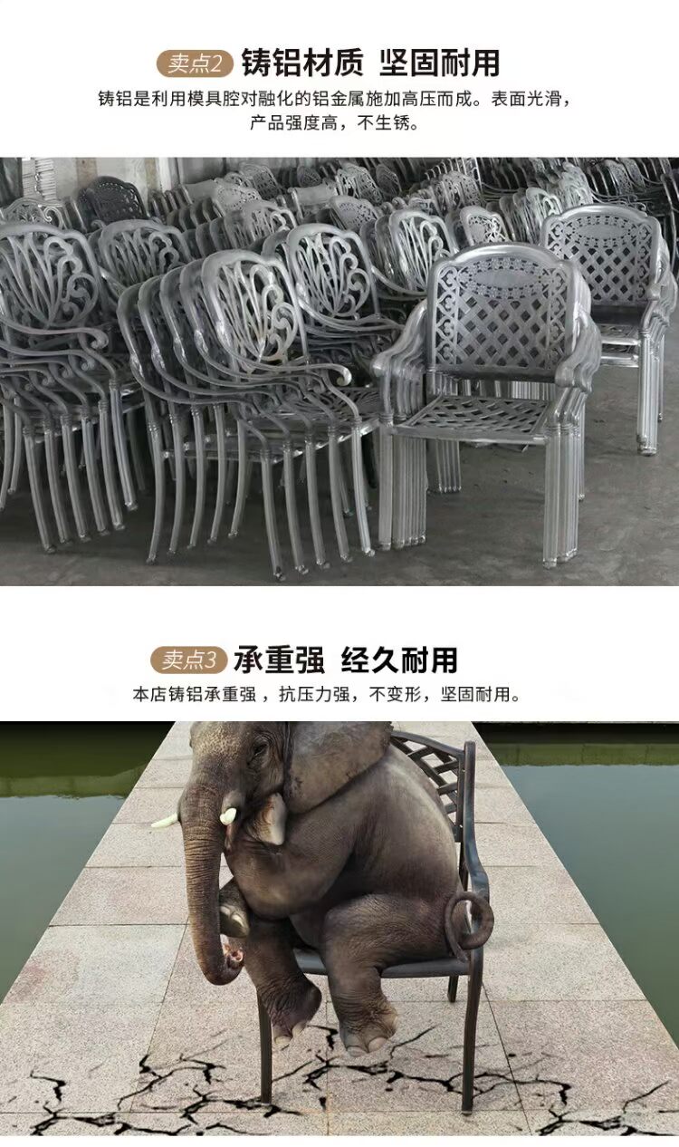Bàn ghế ngoài trời BBQ Bàn ghế ngoài trời Ban công Biệt thự Sân vườn Bàn ngoài trời Giải trí ngoài trời Bàn nhôm đúc kết hợp Bàn ghế - Bàn ghế ngoài trời / sân ghe ngoai troi